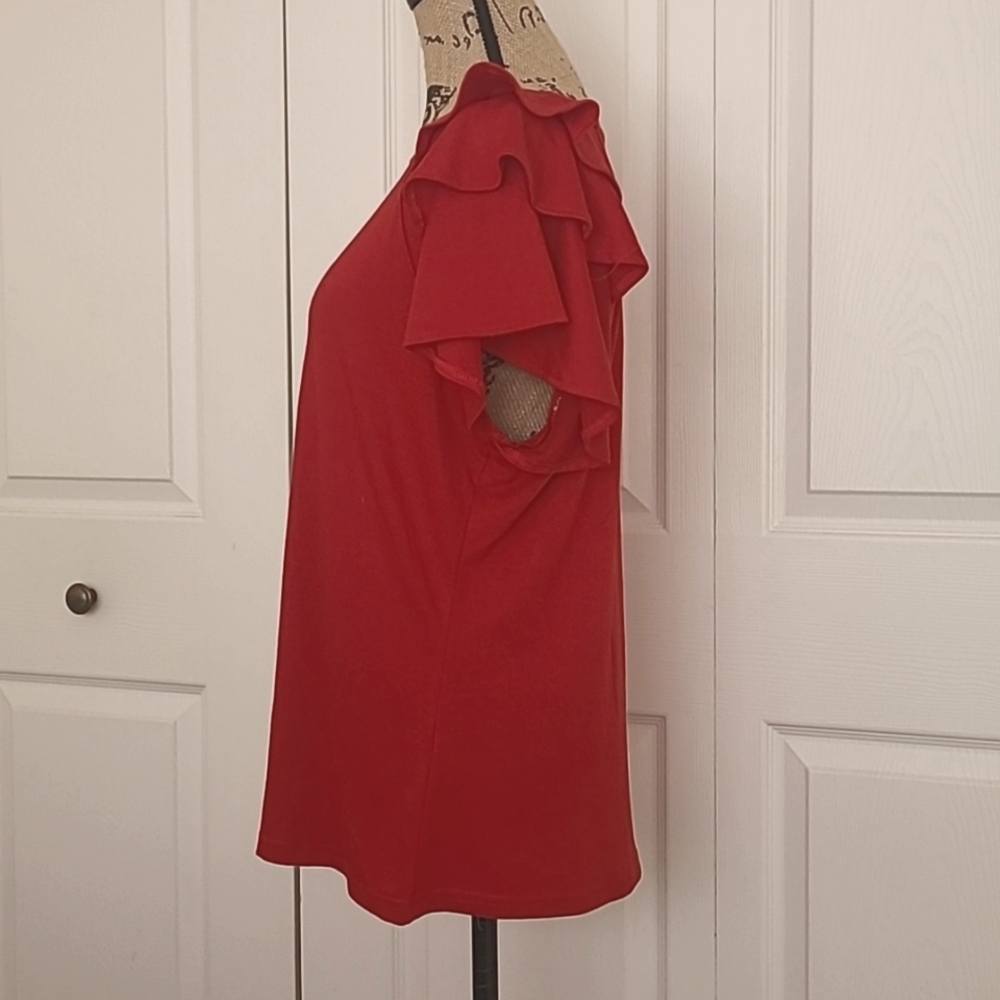 🌹Red Ruffle Sleeve Top - Picture 2 of 4